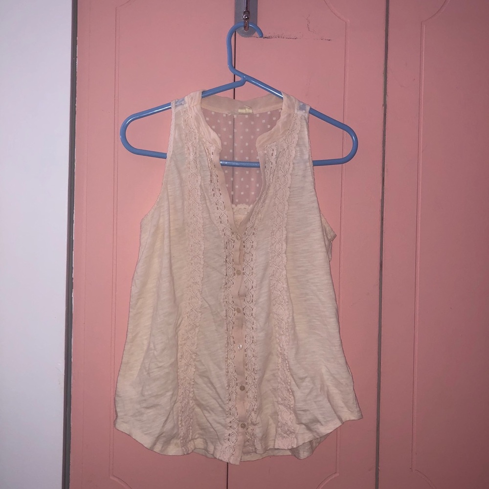 Meadow rue sleeveless button down blouse